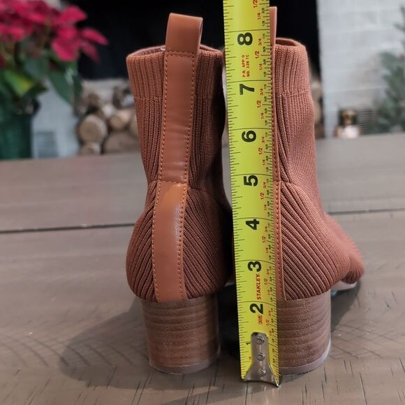 Joie Revolve Neely Sock Ribbed Ankle Booties Sz 8.5 Chestnut Brown Block Heel - Picture 12 of 12